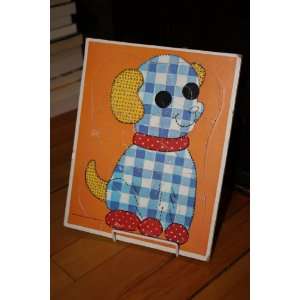  Vintage Collectible Plaid Puppy Dog Puzzle in a Tray 