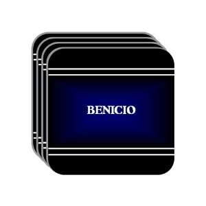 Personal Name Gift   BENICIO Set of 4 Mini Mousepad Coasters (black 