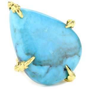 Devon Leigh Splash Of Color Turquoise Teardrop 18k Gold Dipped Ring 