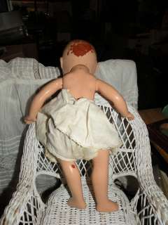 14 composition Doll, shirley temple dimples no mark holes in feet for 