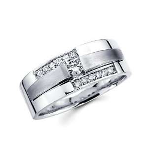 Size  9   14k White Gold Ladies Womens Diamond Solitaire Wedding Ring 