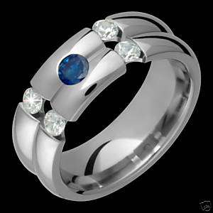 Titanium Ring Diamond Rings & Sapphire Wedding Band  