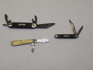 Vintage lot of 3 Knifes Autopoint Bartender Colonial NR  