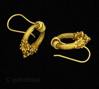 Beautiful small pair of handmade 24K gold earrings from South India 