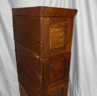 Antique Oak Bookcase 3/4 width size heavy paneled Barrister Stacking 