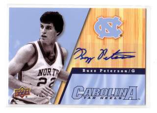Buzz Peterson 2010 11 Upper Deck North Carolina Autographs #44 BV$40 