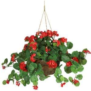  Real Looking Geranium Hanging Basket Silk Plant Red Colors 