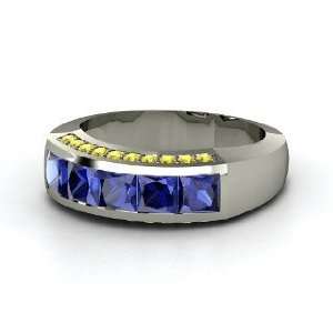 Channeling a Princess Ring, 14K White Gold Ring with Sapphire & Yellow 