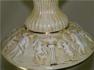   HOLLYWOOD REGENCY FIGURAL CAPODIMONTE LAMP DOLPHIN BASE 23 HIGH