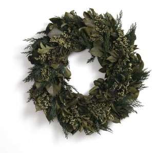 NEW LARGE 20 PRESERVED OLIVE BASIL LEAF HAND CRAFTED WREATH  