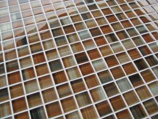 Orange Brown Beige Glass Mosaic Tile Backsplash/Kitchen Bathroom 