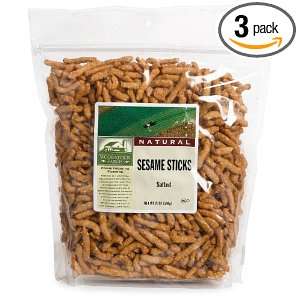 Woodstock Farms Sesame Sticks, Salted, 21 Ounce Bags (Pack of 3 