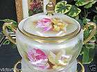 GERMAN HAND PAINTED CRACKER JAR floral BISCUIT JAR Bav