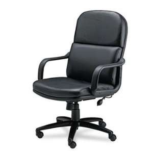  Big & Tall Executive Chair with Loop Arms, Black Leather 