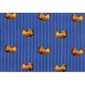   , Roosters on Blue Stripe By Northcott Fabrics Arts, Crafts & Sewing