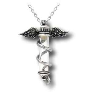   Asclepius with Wings with glass vial and cork stopper Necklace Pendant