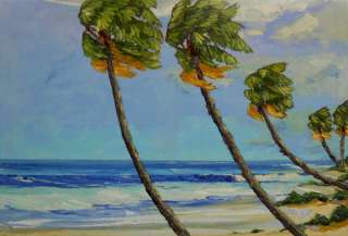 OCEANSIDE PALMS Seascape Florida Highwaymen Style Oil Painting Palette 