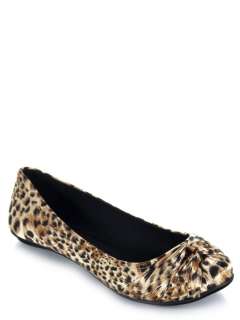 NEW QUPID Women Animal Leopard Print Slip On Ballet Flat black brown 