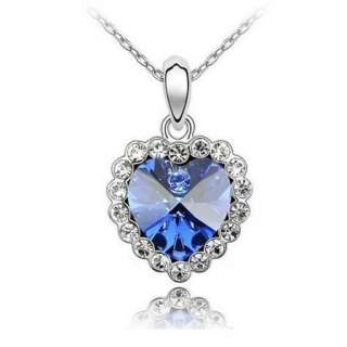  Swarovski Crystal Heart of The Ocean Pendant Necklace Chain NQ00513