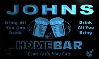   Johns Family Home Bar Personalized Beer Neon Light Sign Decor  