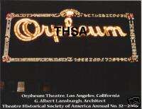 ORPHEUM THEATRE   Los Angeles   movie palace booklet  