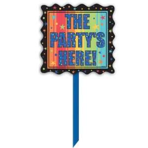  Lets Party By Amscan The Partys Here Stripes Lawn Sign 