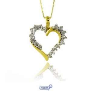  10K Yellow Gold Diamond Heart Pendant with Chain Jewelry