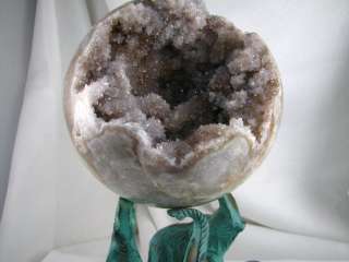 Agate and Crystal Drusy Geode Sphere Brazil #506  