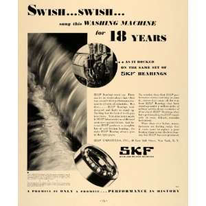  Ad SKF Ball Roller Bearings Steel Washing Machine   Original Print Ad