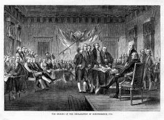 DECLARATION OF INDEPENDENCE SIGNING OF 1776, ANTIQUE  