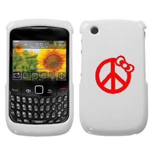 BLACKBERRY CURVE 8520 8530 9300 3G RED PEACE BOW ON A WHITE HARD CASE 