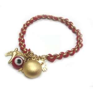 com Braided Red Cord Bracelet with Red Evil Eye, Hamsa/Hand of Fatima 