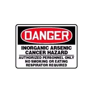 DANGER INORGANIC ARSENIC CANCER HAZARD AUTHORIZED PERSONNEL ONLY NO 