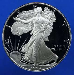 1990 S American Eagle $1 One Dollar 1 oz Fine Silver PROOF Coin Free 