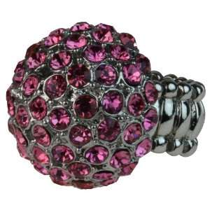  Pink Cz Stone Studded Dome Stretch Bling Ring Jewelry