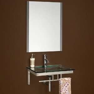  Benton Clear Glass Wall Hung Sink with Mirror