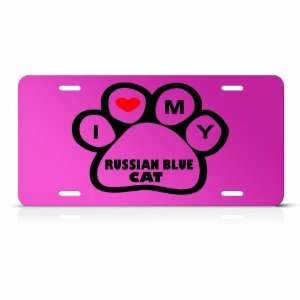  Russian Blue Cats Pink Novelty Animal Metal License Plate 