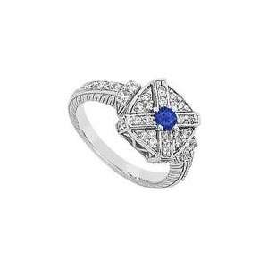  Blue Sapphire and Diamond Ring  14K White Gold   0.75 CT 