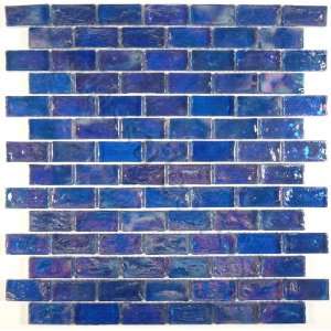  Blue Uniform Brick Blue Bricks Glossy Glass Tile   13371 