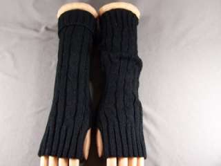   knit long arm warmers fingerless gloves texting open thumb  