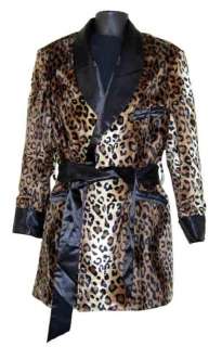 NEW Poly Leopard Fur Hef Style Smoking Jacket/Robe  