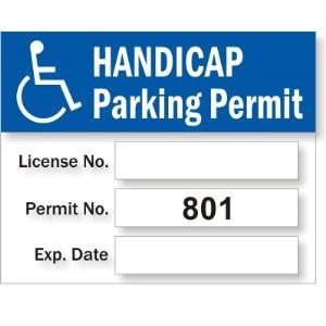 Parking Permit   Handicapped Prenumbered 801 900   Static Cling Vinyl 