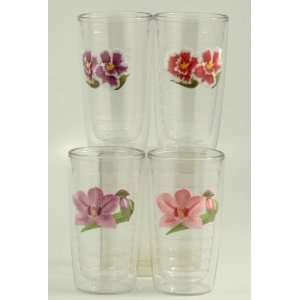 Tervis Tumblers Orchids 10oz Set of 4 Decorated Mugs Cups NEW