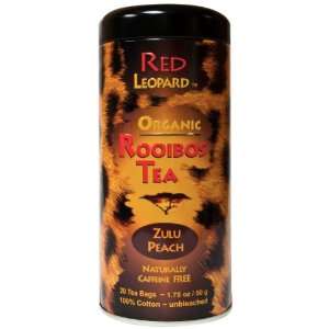   Leopard Organic Rooibos Zulu Peach Tea, 1.75 Ounce, 20 Count Tea Bags