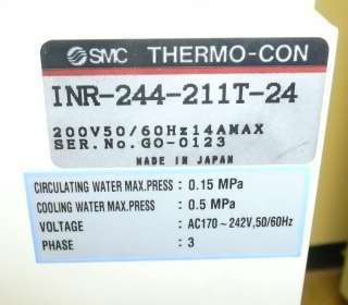 SMC Thermo Con TEL ACT 8 SOG Temp Cont. INR 244 211T 24  