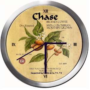  CHASE 14 Inch Coffee Metal Clock Quartz Movement Kitchen 