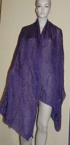 NWT Eileen Fisher Pansy Purple Bindu Silk Pintuck Scarf  