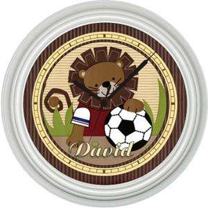 Personalize Team Safari Soccer Nursery Wall Clock  