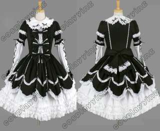 Gothic Lolita Long Sleeve Black & White Dress GL046  