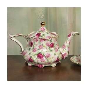  Porcelain   Rose Romance Swan Teapot 
